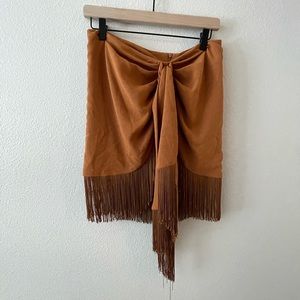 Orange Fringe Mini Skirt